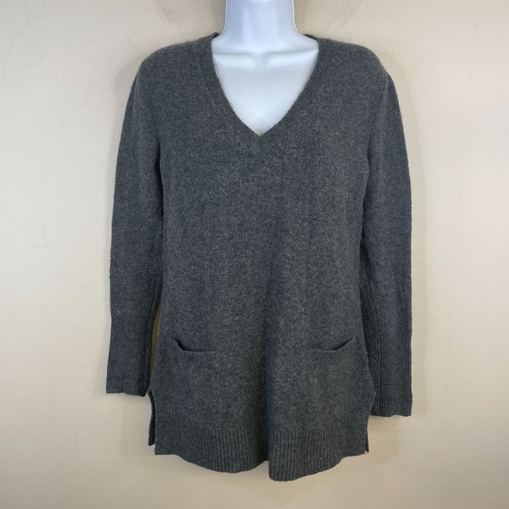 J Crew Alpaca Merino Wool Tunic Sweater XXS Gray Neutral Minimalist Quiet Luxury